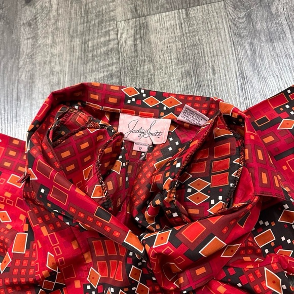 Vintage 70s Jaclyn Smith Patterned Button Shirt Polyester Sz 12 - Picture 5 of 5